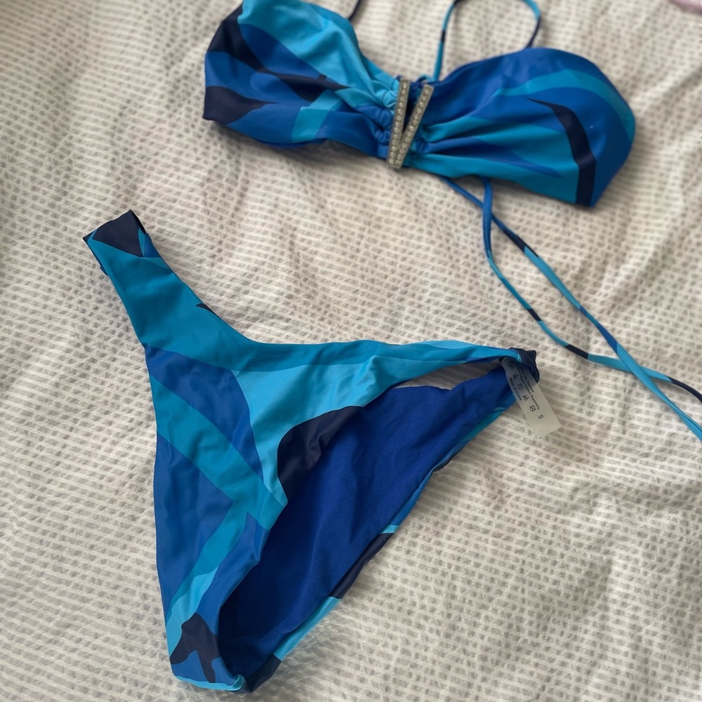 Blue Geometric Bikini Set